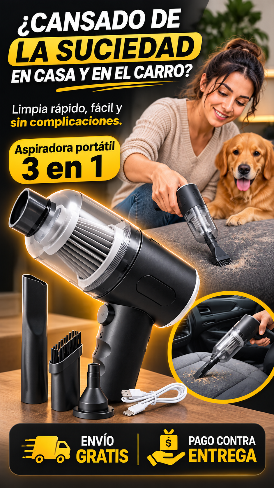 mini aspiradora portatil 3 en 1 CleanGo